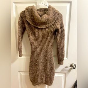 Cute cow neck bronze sweater dress